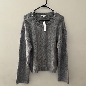 J. Crew Women's Heather Gray Cable Knit Sweater